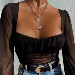 Miss Lola black mesh crop top